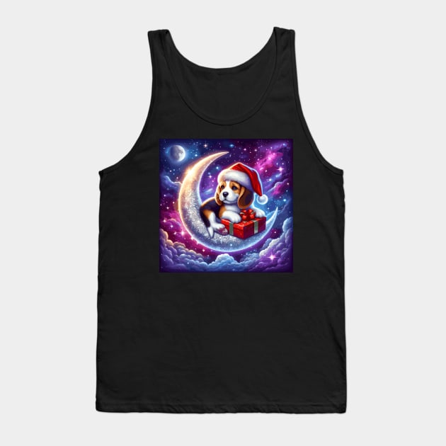 Beagle Dog On The Moon Christmas Tank Top by Graceful Designs